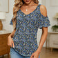 Women's Printed Cold Shoulder V-Neck Top
