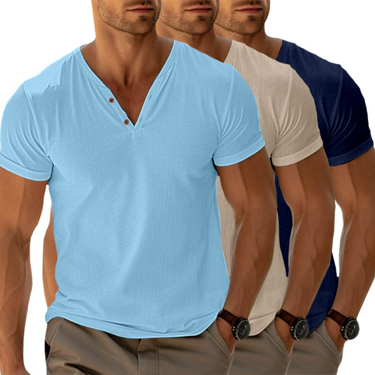 Men's V Neck Henley Shirt
