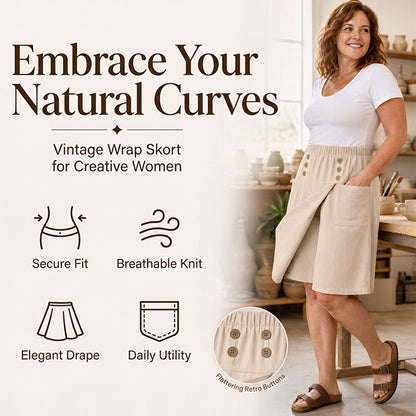 Women's Knee-Length Asymmetrical Wrap Shorts