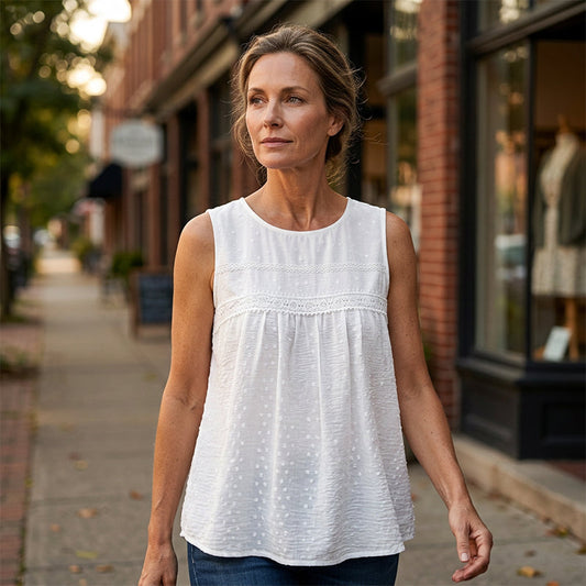Women's Sleeveless Lace Trim Tank Top