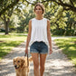 Women's Sleeveless Lace Trim Tank Top
