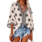 Women's Boho Print V-Neck Blouse