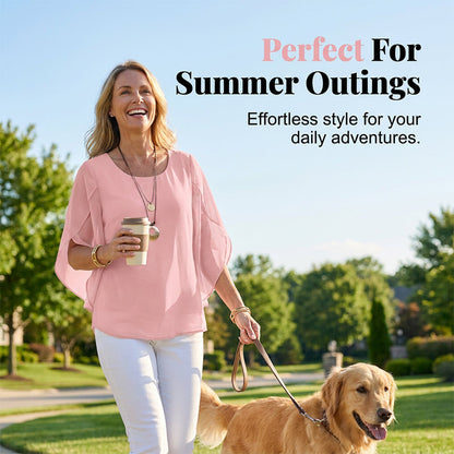 Women’s Summer Batwing Sleeve Top Casual Split Loose Blouse