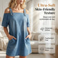 Women‘s Denim Dress with Adjustable Buckles and Pockets