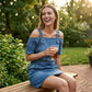 Women‘s Denim Dress with Adjustable Buckles and Pockets