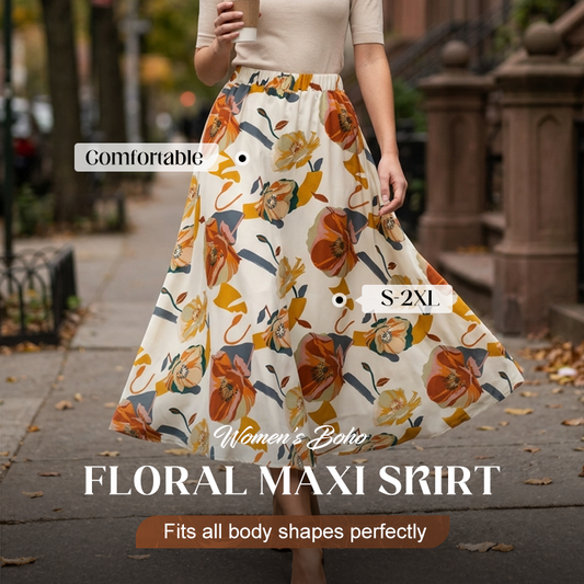 Women's Boho Floral Maxi Skirt