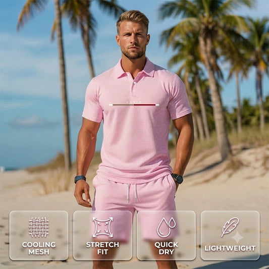 Men's Summer Breathable Shirt and Shorts Set
