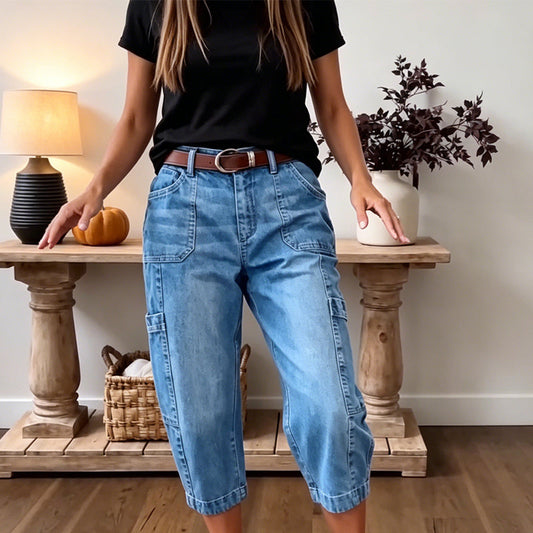 📢50% Off⏰Women's Casual Stretchy Cropped Denim Pants