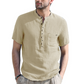 Men’s Summer Henley Shirt Short Sleeve Casual Cotton Linen Tee