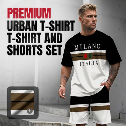 Men's Printed T-Shirt and Shorts Set