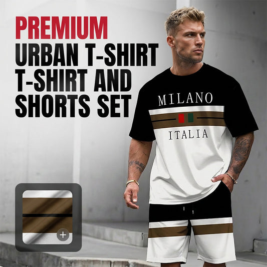 Men's Printed T-Shirt and Shorts Set