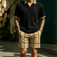 Men's Summer Shirt and Plaid Shorts Set
