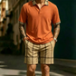 Men's Summer Shirt and Plaid Shorts Set