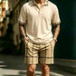 Men's Summer Shirt and Plaid Shorts Set