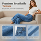 Women Wide Leg Cropped Jeans Button High Waist Denim Pants
