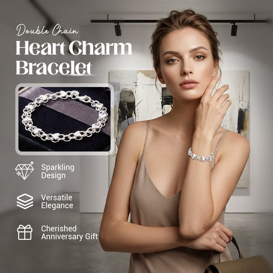 📢Buy 1 Get 1 Free⏰Double Chain Heart Charm Bracelet