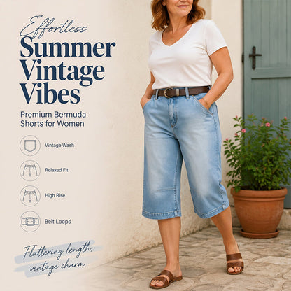 Women's Relaxed-Fit Denim Bermuda Shorts