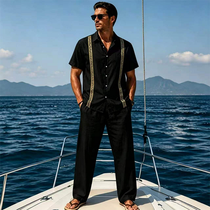 👔50% OFF!✨Men's Breathable Shirt & Pants 2-Piece Set
