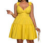 🧡Women V Neck Ruffle Strap Summer Dress A Line Tiered Party Mini Dress