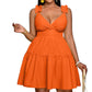 🧡Women V Neck Ruffle Strap Summer Dress A Line Tiered Party Mini Dress