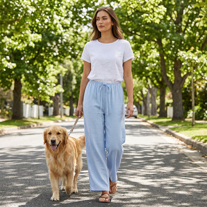 Women's Casual Wide-Leg Drawstring Pants