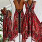 🏵️New Arrival💕Women's Boho Deep V Halter Maxi Dress