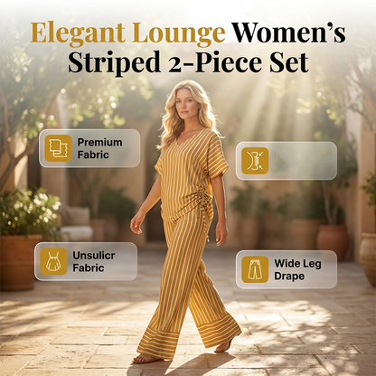 💛Women’s Striped 2-Piece Set Top & Wide Leg Pants