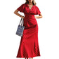 Women's V-Neck Polka Dot Maxi Dress