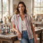 Women's Striped Short-Sleeve Button Down Shirt