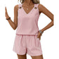 Women Summer Striped Sleeveless Vest Set