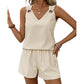 Women Summer Striped Sleeveless Vest Set