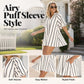 Women's Casual V-Neck Puff Sleeve Dress