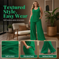Women‘s Plus Size Textured Tank and Relaxed Fit Pants Set
