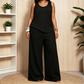 Women‘s Plus Size Textured Tank and Relaxed Fit Pants Set