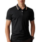 Men Fashion Contrast Lapel Quick Drying Short Sleeve T-Shirt