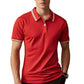 Men Fashion Contrast Lapel Quick Drying Short Sleeve T-Shirt