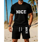 Men's Color-Block Tee and Shorts Set