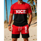 Men's Color-Block Tee and Shorts Set