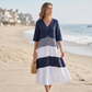 Women's Summer V-Neck Button-Up Maxi Dress
