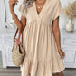 V-Neck Loose-Fit Casual Dress with Ruffle Hem
