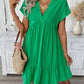 V-Neck Loose-Fit Casual Dress with Ruffle Hem