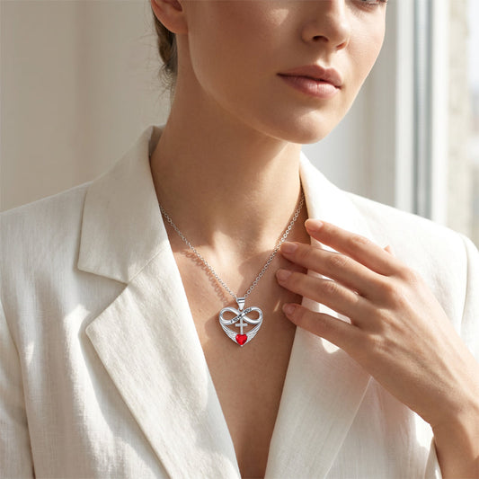 🎉Hot Sale-Over 36,000 Sold! 💖Infinity Heart Cross Necklace with Wing Pendant – Faith & Eternal Love ✨