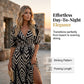 Chevron Print V-Neck Puff Sleeve Midi Dress