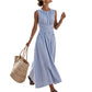 ⏳50% OFF!!⏰Women Casual Striped Maxi Dress Sleeveless🎀👗