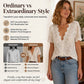 Women's Casual V-Neck Short Sleeve Lace Top