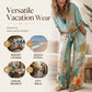 Women's Artistic Print V-Neck Top & Wide-Leg Pants Set