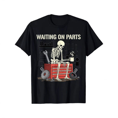 Waiting On Parts Funny Skeleton Auto Mechanic Technician T-Shirt