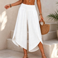 Women Summer Casual Smocked Waist Loose Fit Split Palazzo Pants