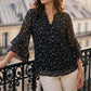 Women's Floral Print V-Neck 3/4 Ruffle Sleeve Top