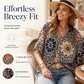 🔥50% OFF!!💝Women's V-Neck Bohemian Print Blouse Summer Loose Fit Shirt